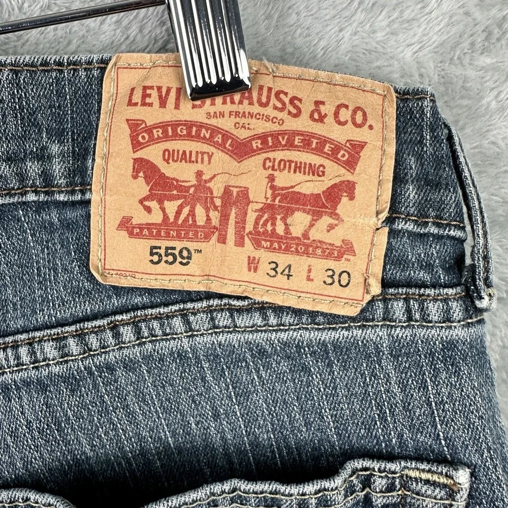 Levi's 559 Men's Blue Stretch Jeans Size 34x30 Relaxed Fit Denim‎
